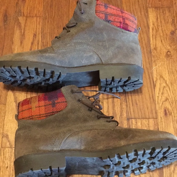 Lace up ankle boots with plaid trim Boho Shoes - Picture 8 of 10